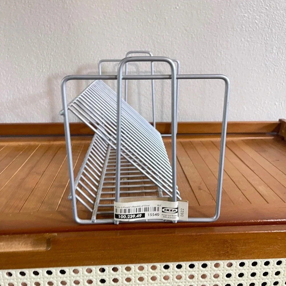 Vtg Y2k 20 CD Storage Stand Holder Display Metal Wire Rack Silver playstation